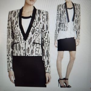 BcbgMaxAzria Guy Cropped Tuxedo Style Taupe, Smoke & Black Blazer Small